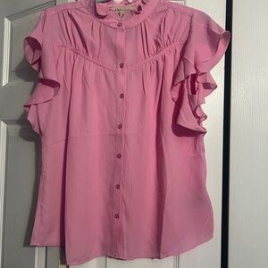 Philosophy Pink Ruffle Sleeve Blouse
